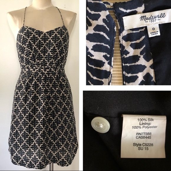 Madewell Silk Dress Ikat Floral Daylight 0 C5228 - Picture 3 of 8